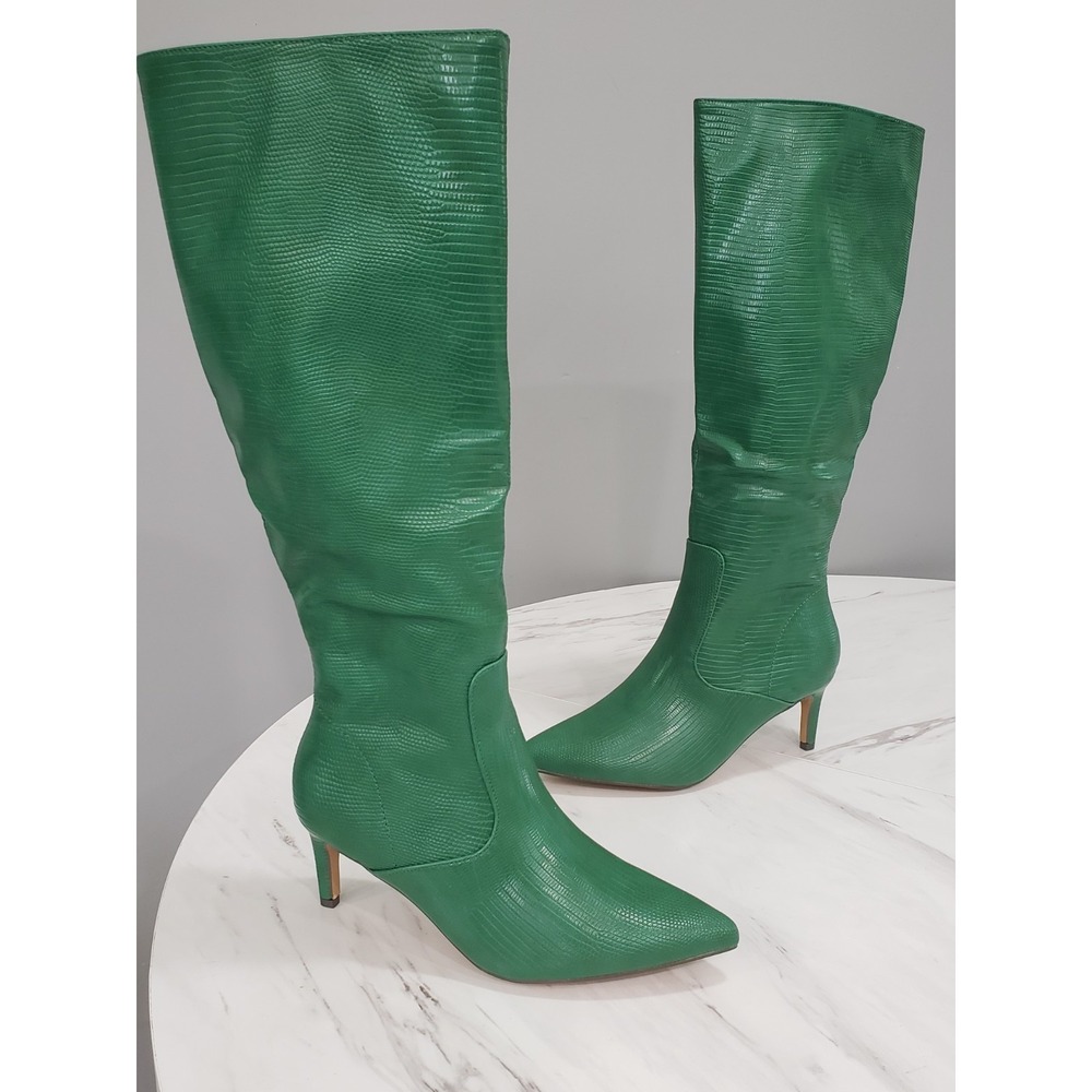 NEW NO BOX‎ SIZE 8 New York And Company GREEN Tall lizard faux snakeskin rave
